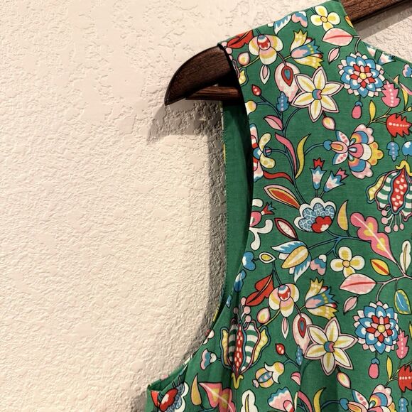 Boden Green Pink Floral Embroidered Midi Dress Sleeveless Fit & Flare Size 10 - Picture 8 of 15